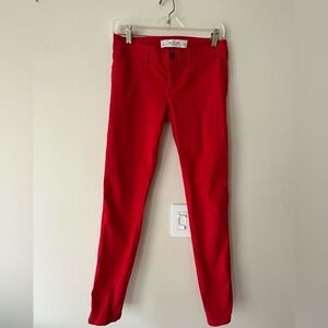 ABERCROMBIE AND FITCH red skinny stretchy jeans size 2 waist 26